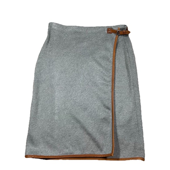Vntg Ralph Lauren Knit Wrap Skirt Womens Cowhide Cashmere M 30